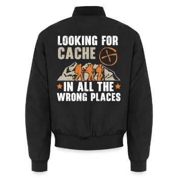 Suche nach Cache an den falschen Orten - Unisex Bomberjacke - Schwarz - Hinten - AI Model Male 185 light (185cm)