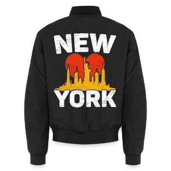 New York USA Amerika New Yorker Empire Stater - Unisex Bomberjacke - Schwarz - Hinten - AI Model Male 185 light (185cm)