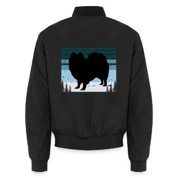 Indischer Spitz Hundeliebhaber Silhouette Vintage Sonnenuntergang - Unisex Bomberjacke - Schwarz - Hinten - AI Model Male 185 light (185cm)