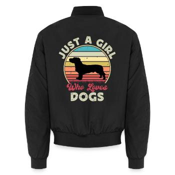 Basset Fauve De Bretagne Hundesilhouette Retro Sonne - Unisex Bomberjacke - Schwarz - Hinten - AI Model Male 185 light (185cm)