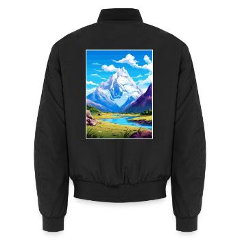 Mount Cook Nationalpark Neuseeland Reiseposter - Unisex Bomberjacke - Schwarz - Hinten - AI Model Male 185 light (185cm)