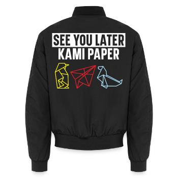 See You Later Kami Papier Origami Japanische Kunst - Unisex Bomberjacke - Schwarz - Hinten - AI Model Male 185 light (185cm)