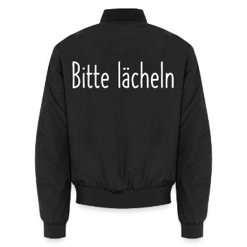 Bitte lächeln - Unisex Bomberjacke - Schwarz - Hinten - AI Model Male 185 light (185cm)