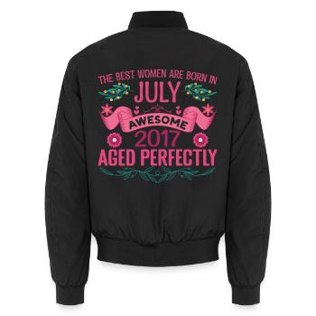 Juli 2017 Frauengeburtstag Juli 2017 - Unisex Bomberjacke - Schwarz - Hinten - AI Model Male 185 light (185cm)