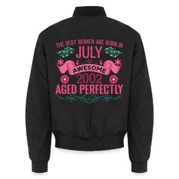 Juli 2002 Geburtstagsfrau Juli 2002 - Unisex Bomberjacke - Schwarz - Hinten - AI Model Male 185 light (185cm)
