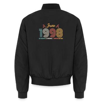 Juni 1998 Geburtstag Juni 1998 Retro Juni - Unisex Bomberjacke - Schwarz - Hinten - AI Model Male 185 light (185cm)
