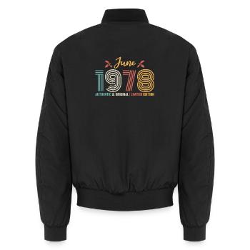 Juni 1978 Geburtstag Juni 1978 Juni Retro - Unisex Bomberjacke - Schwarz - Hinten - AI Model Male 185 light (185cm)