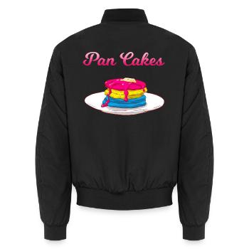 Pan Cakes Pansexual Pansexuelle Fun - Unisex Bomberjacke - Schwarz - Hinten - AI Model Male 185 light (185cm)