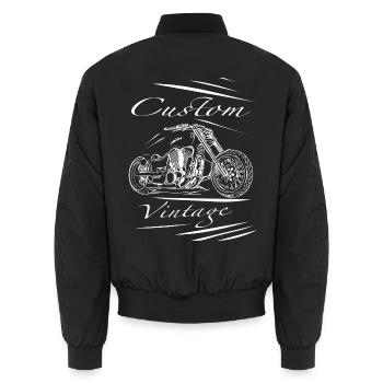 Custom Vintage Motorrad - Unisex Bomberjacke - Schwarz - Hinten - AI Model Male 185 light (185cm)