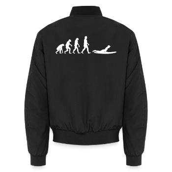 Surfen Evolution - Unisex Bomberjacke - Schwarz - Hinten - AI Model Male 185 light (185cm)