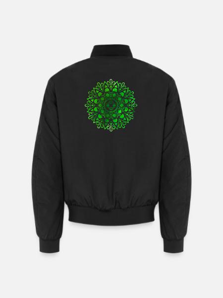 Mandala - Grün - Unisex Bomberjacke - Schwarz