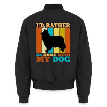 Collie Rough Dog Lover Silhouette Vintage Sunset - Unisex Bomberjacke - Schwarz - Hinten - AI Model Male 185 light (185cm)