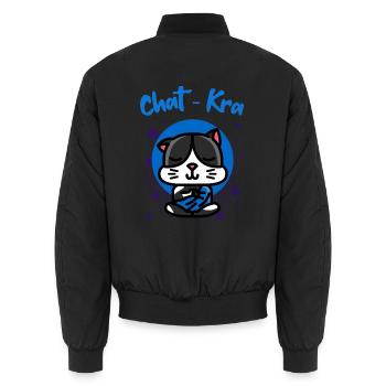 Humor Katze Yoga Zen Meditation Chakra - Unisex Bomberjacke - Schwarz - Hinten - AI Model Male 185 light (185cm)