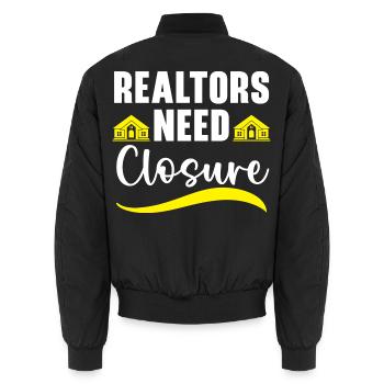 Realtors Need Closure Agent Immobilienmakler - Unisex Bomberjacke - Schwarz - Hinten - AI Model Male 185 light (185cm)