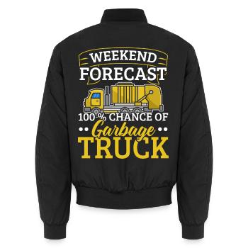 Müllwagen Müllsammler Recycling Abfall - Unisex Bomberjacke - Schwarz - Hinten - AI Model Male 185 light (185cm)