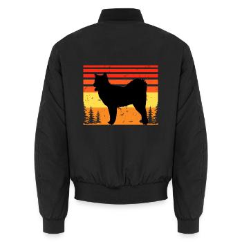 Kanadischer Eskimo Hund Liebe Silhouette Vintage Sonnenuntergang - Unisex Bomberjacke - Schwarz - Hinten - AI Model Male 185 light (185cm)