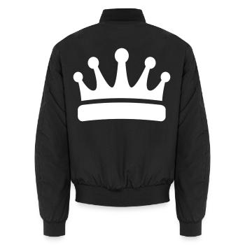 Königliche Krone – Weiße Silhouette - Unisex Bomberjacke - Schwarz - Hinten - AI Model Male 185 light (185cm)