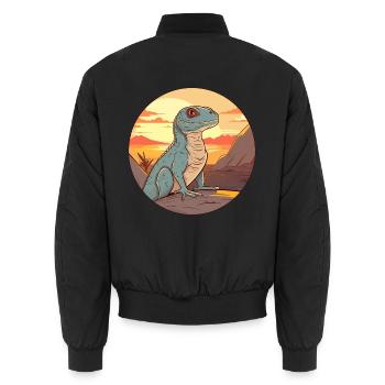 Basilisk Buntes Aquarell Cartoon Kawaii Tier - Unisex Bomberjacke - Schwarz - Hinten - AI Model Male 185 light (185cm)