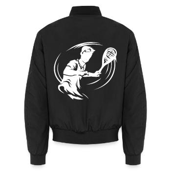 Behender Speedminton Matchgewinner - Unisex Bomberjacke - Schwarz - Hinten - AI Model Male 185 light (185cm)