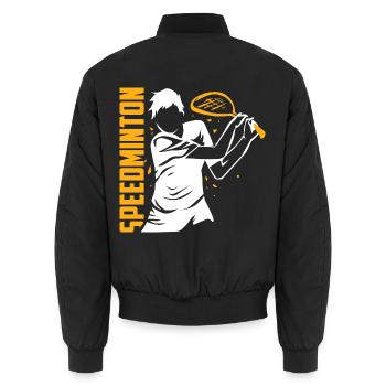 Wendiger Speedminton Freizeitspieler - Unisex Bomberjacke - Schwarz - Hinten - AI Model Male 185 light (185cm)