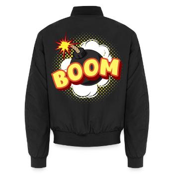 Comic BOOM Bombe Cartoon Geschenk - Unisex Bomberjacke - Schwarz - Hinten - AI Model Male 185 light (185cm)