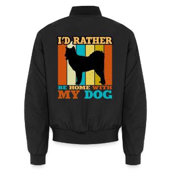 Kanadischer Eskimo Hund Liebe Silhouette Vintage Sonnenuntergang - Unisex Bomberjacke - Schwarz - Hinten - AI Model Male 185 light (185cm)