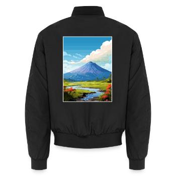 Poas Vulkan Nationalpark Vintage Reiseposter - Unisex Bomberjacke - Schwarz - Hinten - AI Model Male 185 light (185cm)