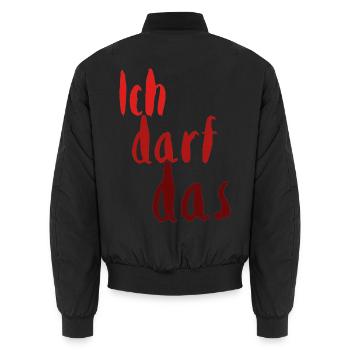 Ich darf das – freier Mut - Unisex Bomberjacke - Schwarz - Hinten - AI Model Male 185 light (185cm)