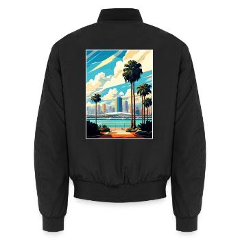 San Diego, Kalifornien, Vintage-Reiseposter, WPA-Kunst - Unisex Bomberjacke - Schwarz - Hinten - AI Model Male 185 light (185cm)