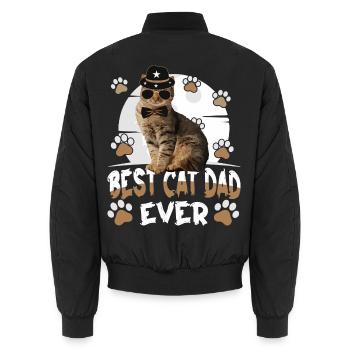 Bester Katzenvater aller Zeiten TShirt - Unisex Bomberjacke - Schwarz - Hinten - AI Model Male 185 light (185cm)