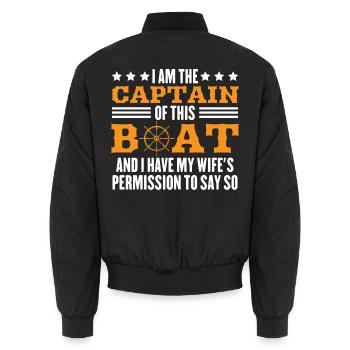 Captain des Bootes und Erlaubis meiner Frau - Unisex Bomberjacke - Schwarz - Hinten - AI Model Male 185 light (185cm)