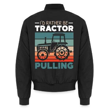Ich würde lieber einen Traktor ziehen Bauernhof Ba - Unisex Bomberjacke - Schwarz - Hinten - AI Model Male 185 light (185cm)