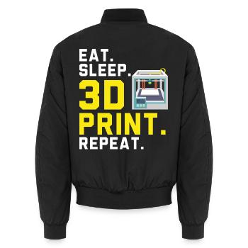 Essen Schlafen 3D-Drucken Wiederholen Machinist 3D - Unisex Bomberjacke - Schwarz - Hinten - AI Model Male 185 light (185cm)