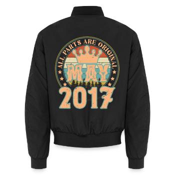 Mai 2017. Geburtstagsgeschenk im Mai 2017. Mai 2017 - Unisex Bomberjacke - Schwarz - Hinten - AI Model Male 185 light (185cm)