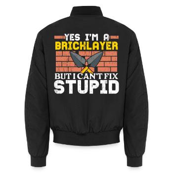 Ja, ich bin ein Maurer, aber ich kann keine Dummhe - Unisex Bomberjacke - Schwarz - Hinten - AI Model Male 185 light (185cm)