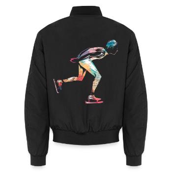 Federnde Eiskunstlauf Meisterschaft - Unisex Bomberjacke - Schwarz - Hinten - AI Model Male 185 light (185cm)
