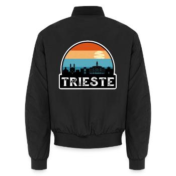 Triest Italien Flagge Skyline Reisesouvenir - Unisex Bomberjacke - Schwarz - Hinten - AI Model Male 185 light (185cm)