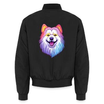 Kanadische Eskimo-Hunderasse Cartoon Kawaii Illustrat - Unisex Bomberjacke - Schwarz - Hinten - AI Model Male 185 light (185cm)