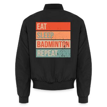 Eat Sleep Badminton Repeat - Unisex Bomberjacke - Schwarz - Hinten - AI Model Male 185 light (185cm)