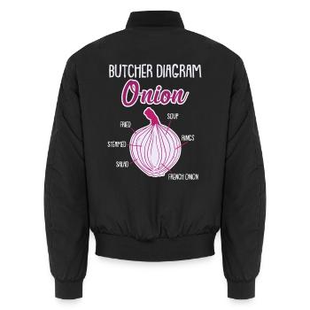 Zwiebel Anatomie Gemüse - Unisex Bomberjacke - Schwarz - Hinten - AI Model Male 185 light (185cm)