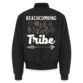 Beachcombing Tribe Shell Collection Strandkamm - Unisex Bomberjacke - Schwarz - Hinten - AI Model Male 185 light (185cm)