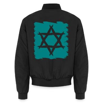 Davidstern neu - Unisex Bomberjacke - Schwarz - Hinten - AI Model Male 185 light (185cm)