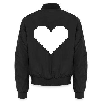 Herz Pixel weiß - Unisex Bomberjacke - Schwarz - Hinten - AI Model Male 185 light (185cm)