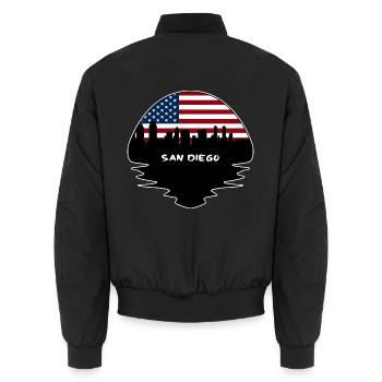 San Diego Kalifornien USA Flagge Skyline Silhouette T - Unisex Bomberjacke - Schwarz - Hinten - AI Model Male 185 light (185cm)
