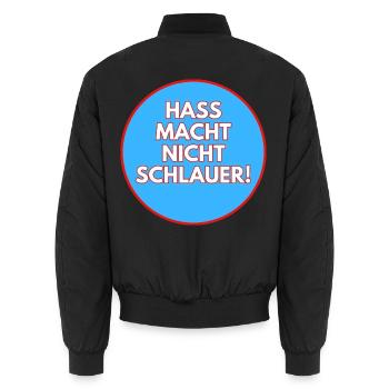 Hass macht nicht schlauer! - Unisex Bomberjacke - Schwarz - Hinten - AI Model Male 185 light (185cm)