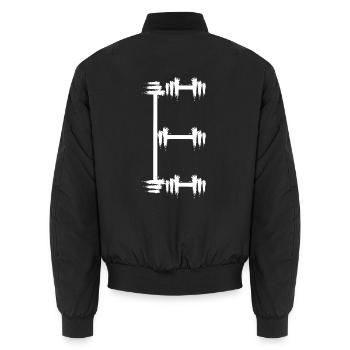 Buchstabe E Fitness Hantel - Unisex Bomberjacke - Schwarz - Hinten - AI Model Male 185 light (185cm)