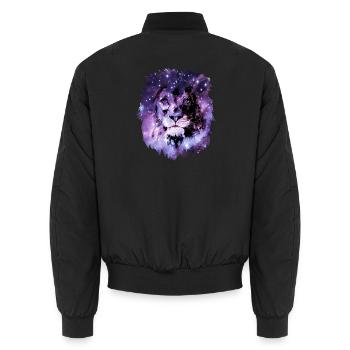 Löwe Weltall Sterne - Unisex Bomberjacke - Schwarz - Hinten - AI Model Male 185 light (185cm)