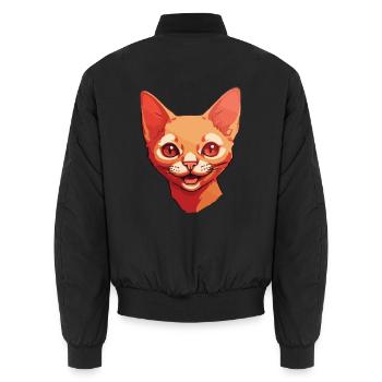 Rote Devon Rex Katze Cartoon Aquarell Illustration - Unisex Bomberjacke - Schwarz - Hinten - AI Model Male 185 light (185cm)