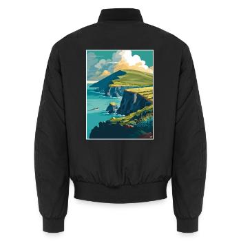 Dingle Halbinsel Irland Vintage Reiseposter WPA - Unisex Bomberjacke - Schwarz - Hinten - AI Model Male 185 light (185cm)