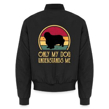 Klempner Spaniel Hund Liebe Silhouette Vintage Sonnenuntergang - Unisex Bomberjacke - Schwarz - Hinten - AI Model Male 185 light (185cm)